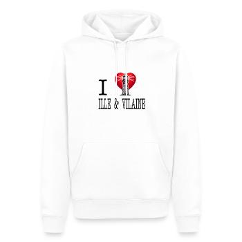 i love ille et vilaine by i love bretagne - Sweat à capuche Premium bio Homme - blanc - Devant - Nico (187cm)
