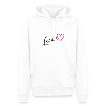 Léonie Nom Prénom Rose coeur - Sweat à capuche Premium bio Homme - blanc - Devant - Nico (187cm)