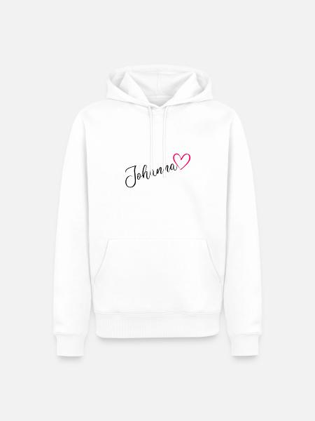 Johanna Nom Prénom Rose cœur - Sweat à capuche Premium bio Homme - blanc