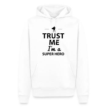 Trust me I'm a super Hero - Sweat à capuche Premium bio Homme - blanc - Devant - Nico (187cm)