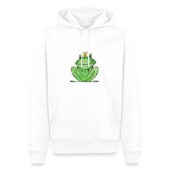 Grenouille avec couronne I grenouille prince - Sweat à capuche Premium bio Homme - blanc - Devant - Nico (187cm)