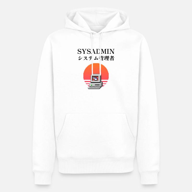 | d’administrateur système システム管理者 | vaporwave - Sweat à capuche Premium bio Homme - blanc