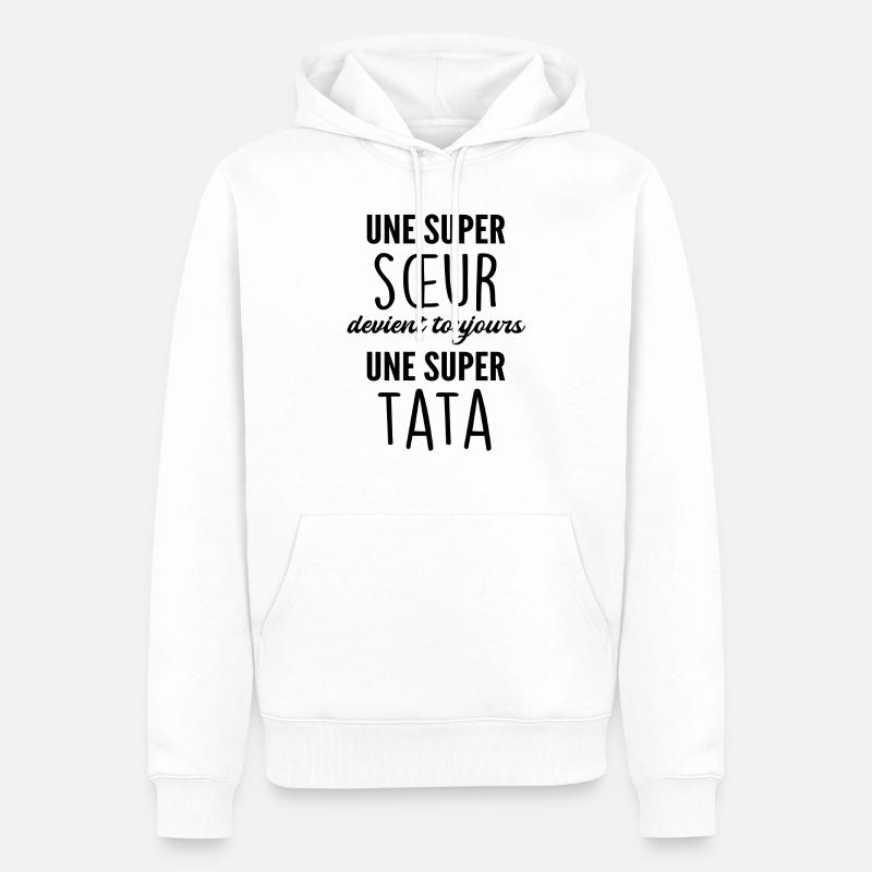 super sœur devient super tata - Sweat à capuche Premium bio Homme - blanc