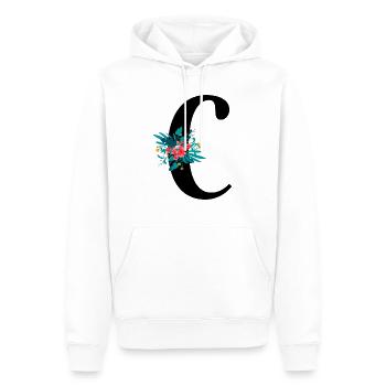 lettre C fleuris - Sweat à capuche Premium bio Homme - blanc - Devant - Nico (187cm)