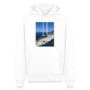 Holidays in Santorini - Men’s Premium Organic Hoodie - white - Front - Nico (187cm)