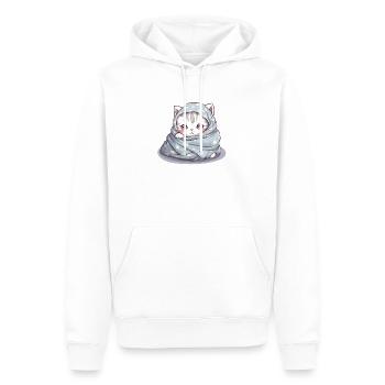 Chemise de nuit pour lève-tard et propriétaires de chats - Sweat à capuche Premium bio Homme - blanc - Devant - Nico (187cm)
