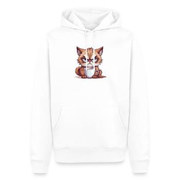 Cadeaux amusants pour les propriétaires de chats Morning Grouches - Sweat à capuche Premium bio Homme - blanc - Devant - Nico (187cm)