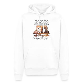 Kawaii Neko Sushi Maki Cat japonais - Sweat à capuche Premium bio Homme - blanc - Devant - Nico (187cm)