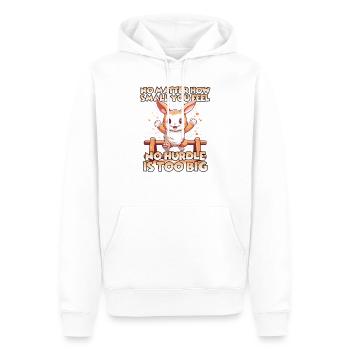 Kaninhop Trainiere mit Herz für dein Häschen - Männer Premium Bio Hoodie - Weiß - Vorne - Nico (187cm)
