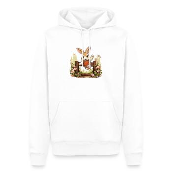 Kaninhop Dein Kaninchen als Hindernis-Champion - Männer Premium Bio Hoodie - Weiß - Vorne - Nico (187cm)