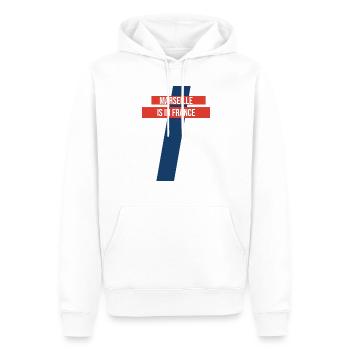 Tablier de cuisine Marseille - Sweat à capuche Premium bio Homme - blanc - Devant - Nico (187cm)