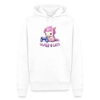Kawaii Axolotl Gamer T | Anime Gamer T | Axolotl - Sweat à capuche Premium bio Homme - blanc - Devant - Nico (187cm)