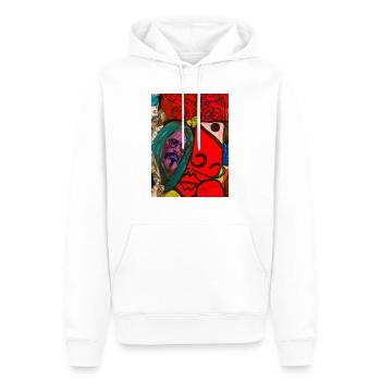Kunstvolles Design - Männer Premium Bio Hoodie - Weiß - Vorne - Nico (187cm)