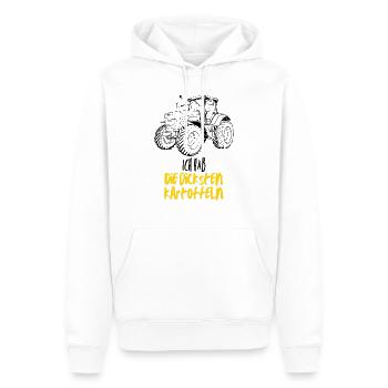 J’ai les pommes de terre les plus épaisses - Sweat à capuche Premium bio Homme - blanc - Devant - Nico (187cm)