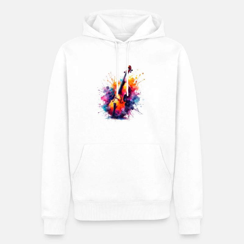 Violon à l’aquarelle - Sweat à capuche Premium bio Homme - blanc