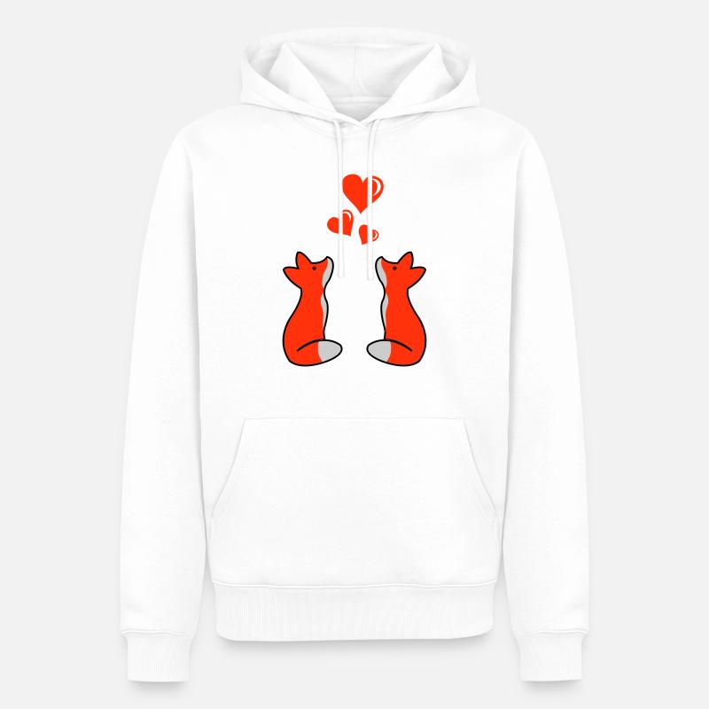 Renards amoureux 02 - Sweat à capuche Premium bio Homme - blanc