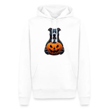 Pitbull Halloween - Jack O Laterne halten - Männer Premium Bio Hoodie - Weiß - Vorne - Nico (187cm)