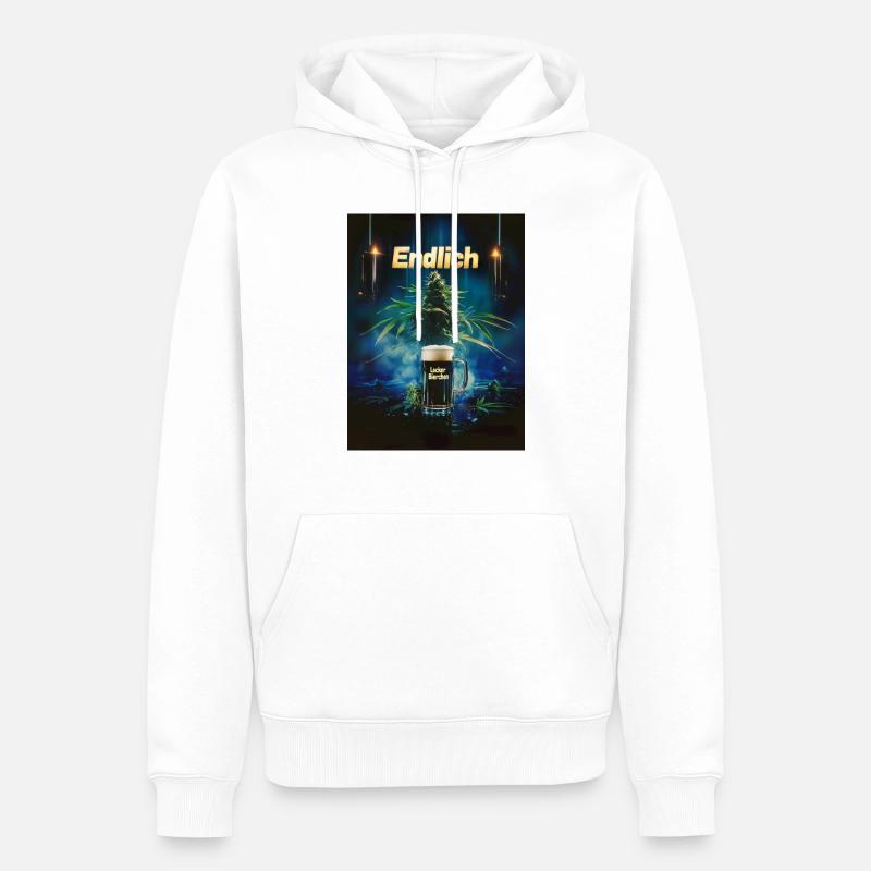 Endlich Lecker Bierchen und Blumen - Männer Premium Bio Hoodie - Weiß