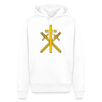 Kreuz und Schwerter - Männer Premium Bio Hoodie - Weiß - Vorne - Nico (187cm)