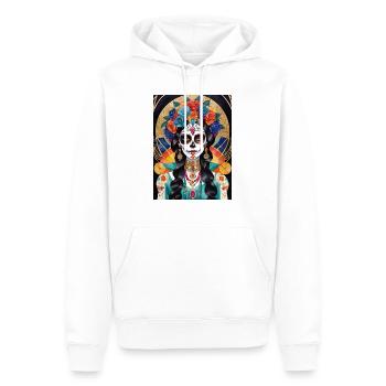 LA CATRINA DELUXE - Männer Premium Bio Hoodie - Weiß - Vorne - Nico (187cm)