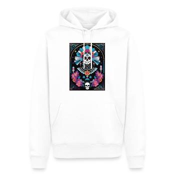 LA CATRINA DELUXE - Sweat à capuche Premium bio Homme - blanc - Devant - Nico (187cm)