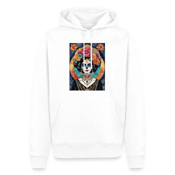 LA CATRINA DELUXE - Sweat à capuche Premium bio Homme - blanc - Devant - Nico (187cm)