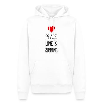 Paix, amour et course à pied - Jogging - Laufen - Sweat à capuche Premium bio Homme - blanc - Devant - Nico (187cm)