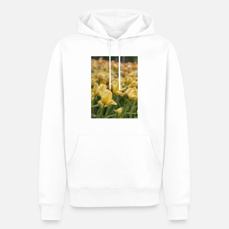 Tulpenmeer gelb - Männer Premium Bio Hoodie - Weiß