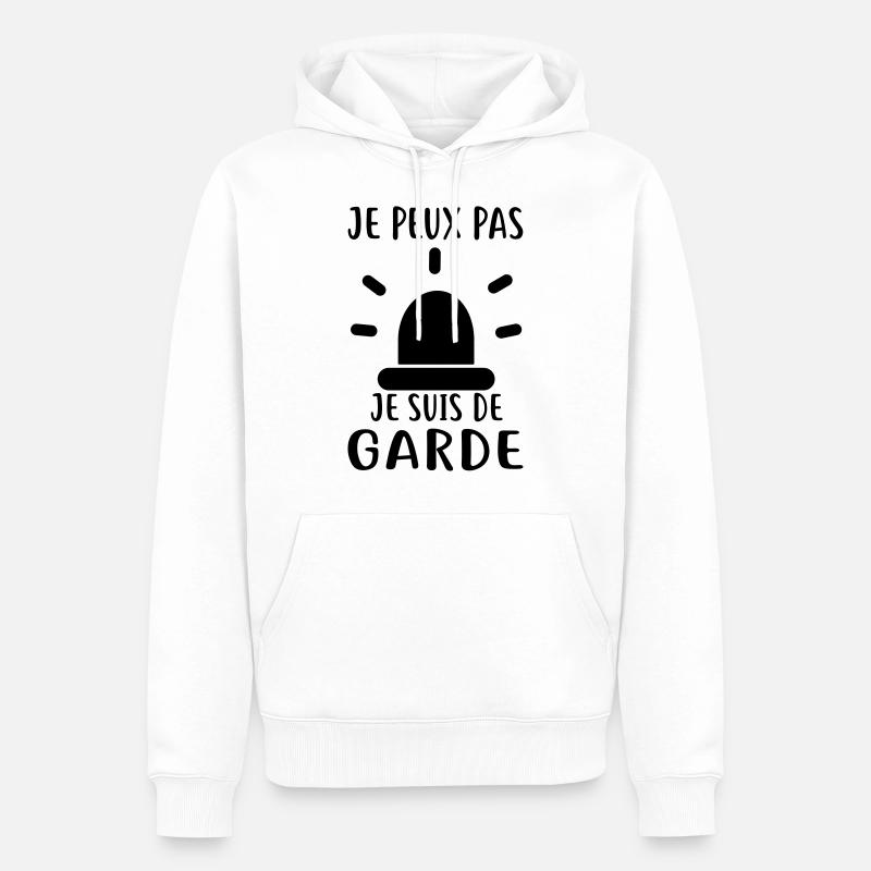 JE SUIS DE GARDE - Sweat à capuche Premium bio Homme - blanc
