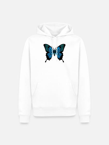 Papillon - Sweat à capuche Premium bio Homme - blanc