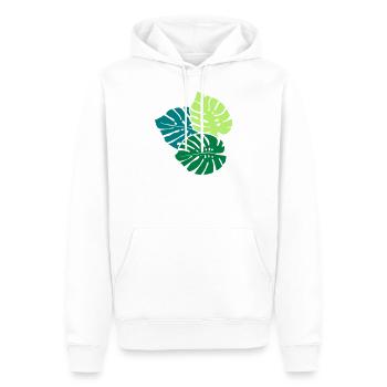 Three Monstera Leaves (3c) - Men’s Premium Organic Hoodie - white - Front - Nico (187cm)
