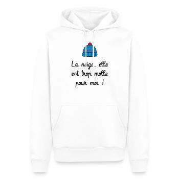 La neige, elle est trop molle pour moi ! Culte - Sweat à capuche Premium bio Homme - blanc - Devant - Nico (187cm)