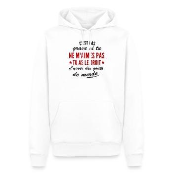 humour - tu as le droit d'avoir des goûts de merde - Sweat à capuche Premium bio Homme - blanc - Devant - Nico (187cm)