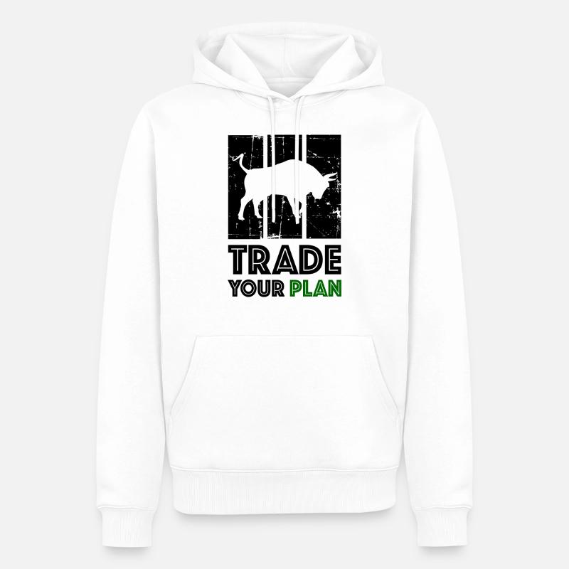 TRADE YOUR PLAN Bull Trader - Sweat à capuche Premium bio Homme - blanc