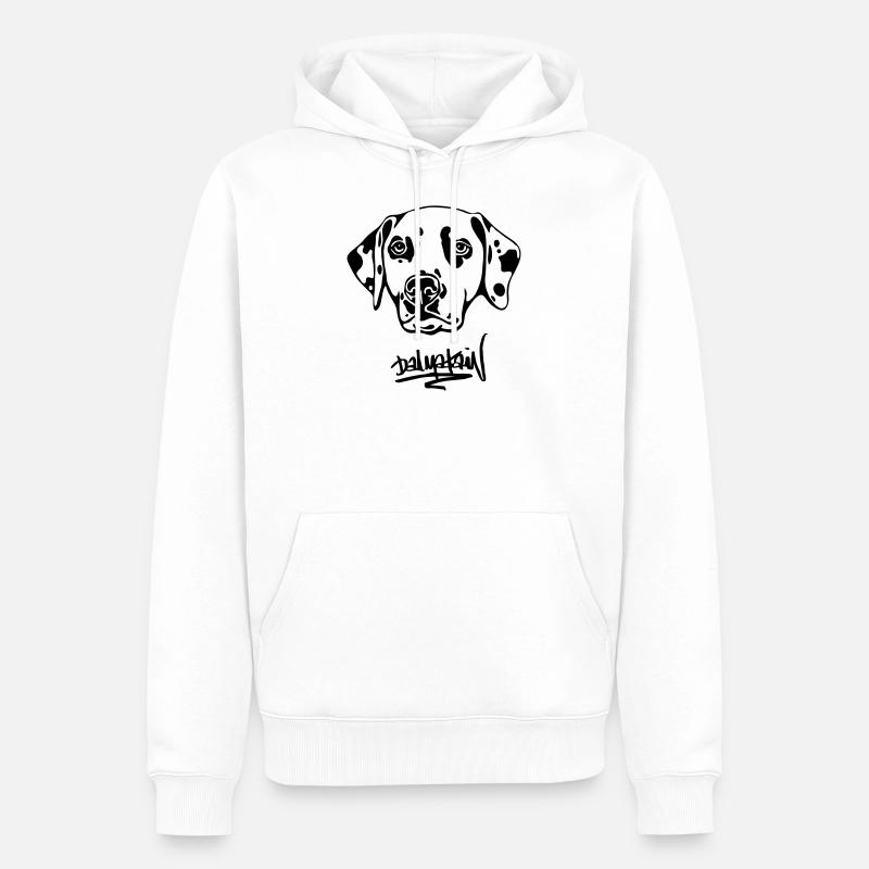 DALMATAINwhitehead text - Männer Premium Bio Hoodie - Weiß