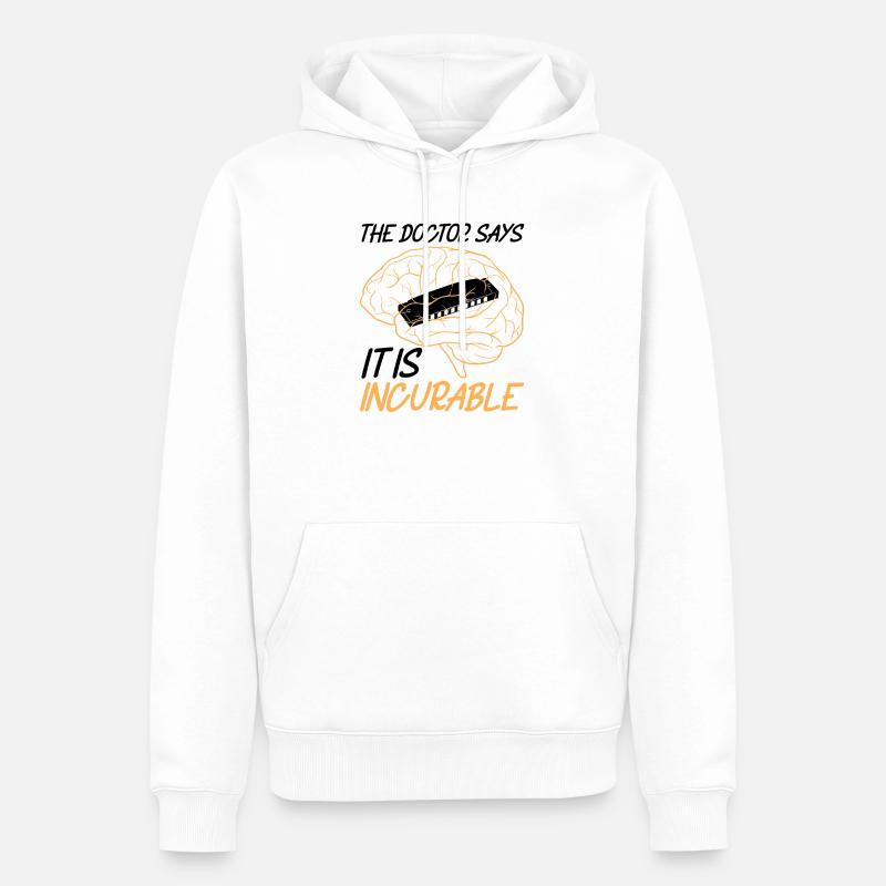 Harmonica Joueur d’harmonica - Sweat à capuche Premium bio Homme - blanc