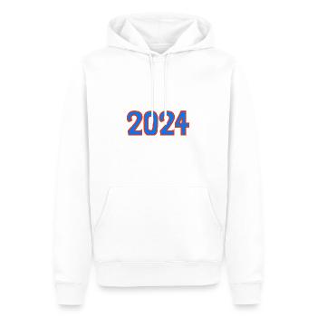 2024. FROHES NEUES JAHR. SILVESTER. NEUJAHR - Männer Premium Bio Hoodie - Weiß - Vorne - Nico (187cm)