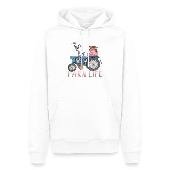 Ferme drôle - vie à la ferme - Sweat à capuche Premium bio Homme - blanc - Devant - Nico (187cm)