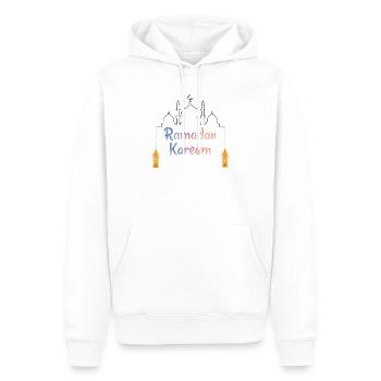 Ramadan Kareem Aquarelle Arc en Ciel - Sweat à capuche Premium bio Homme - blanc - Devant - Nico (187cm)