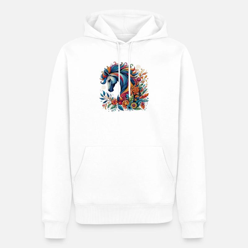Pferd - Männer Premium Bio Hoodie - Weiß