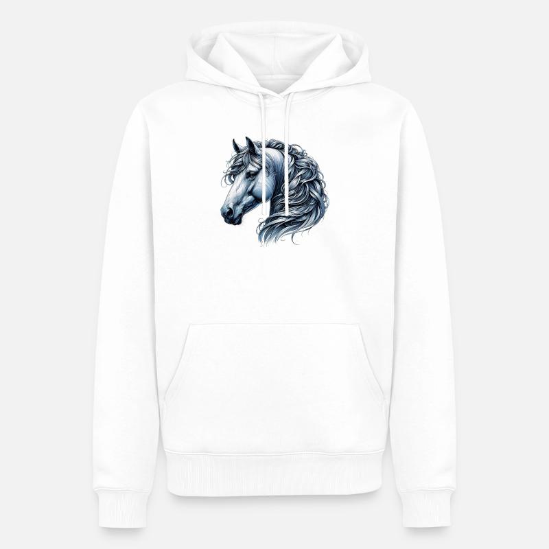 Cheval - Sweat à capuche Premium bio Homme - blanc