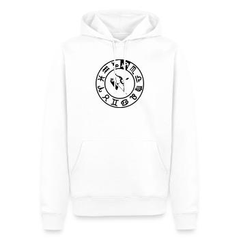 Signe du zodiaque Sagittaire dans un cercle de 12 caractères - Sweat à capuche Premium bio Homme - blanc - Devant - Nico (187cm)