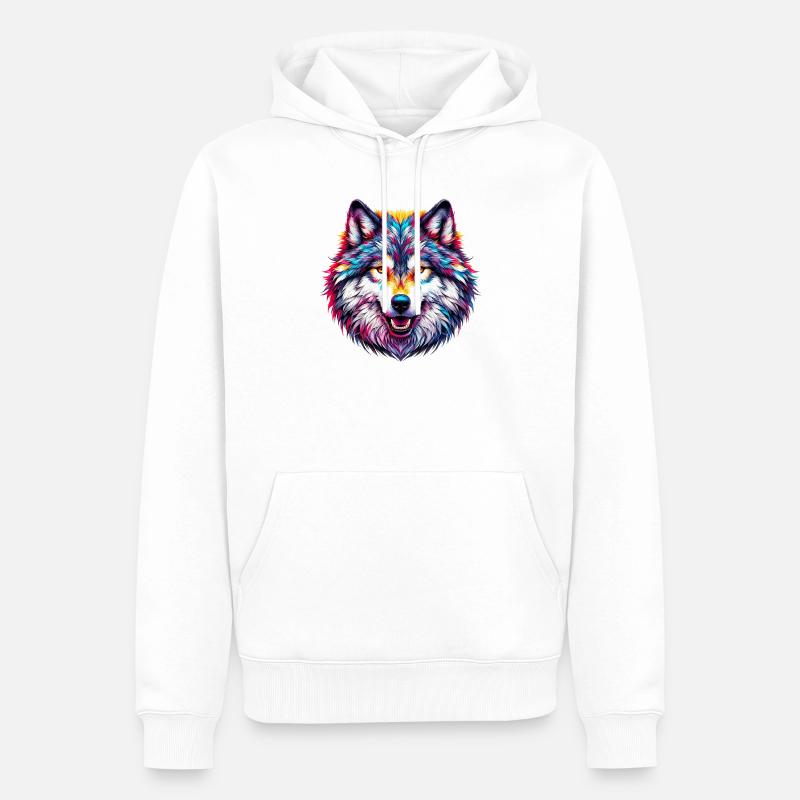 Loup - Sweat à capuche Premium bio Homme - blanc