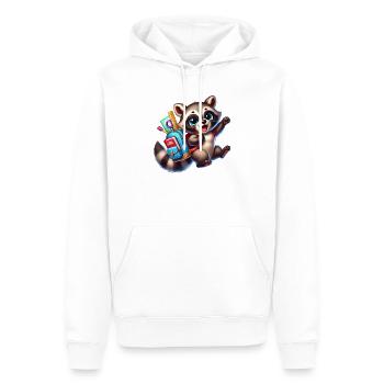 Entrée à l’école avec le raton laveur : le raton laveur pour les débutants à l’école - Sweat à capuche Premium bio Homme - blanc - Devant - Nico (187cm)