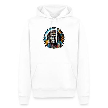 Amérindien Américain - Sweat à capuche Premium bio Homme - blanc - Devant - Nico (187cm)
