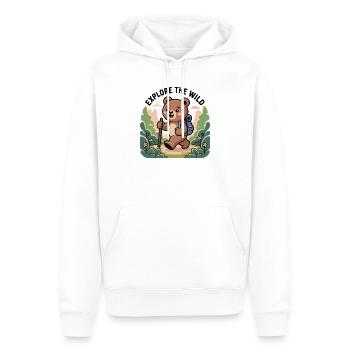 Explore the Wild Bear Illustration - Men’s Premium Organic Hoodie - white - Front - Nico (187cm)