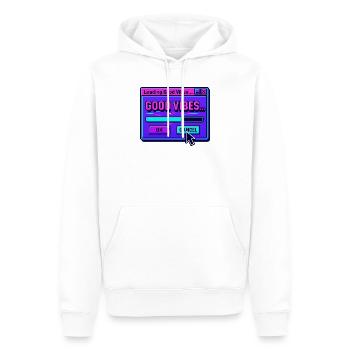 Gute Stimmung beim Laden digitaler Kunst - Männer Premium Bio Hoodie - Weiß - Vorne - Nico (187cm)