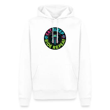 Eat, Sleep Ride Repeat – Motorrad – Biker - Männer Premium Bio Hoodie - Weiß - Vorne - Nico (187cm)
