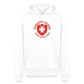 Schaffhausen-Schildemblem - Männer Premium Bio Hoodie - Weiß - Vorne - Nico (187cm)