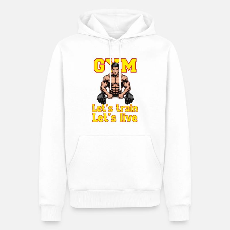Lets_train - Sweat à capuche Premium bio Homme - blanc